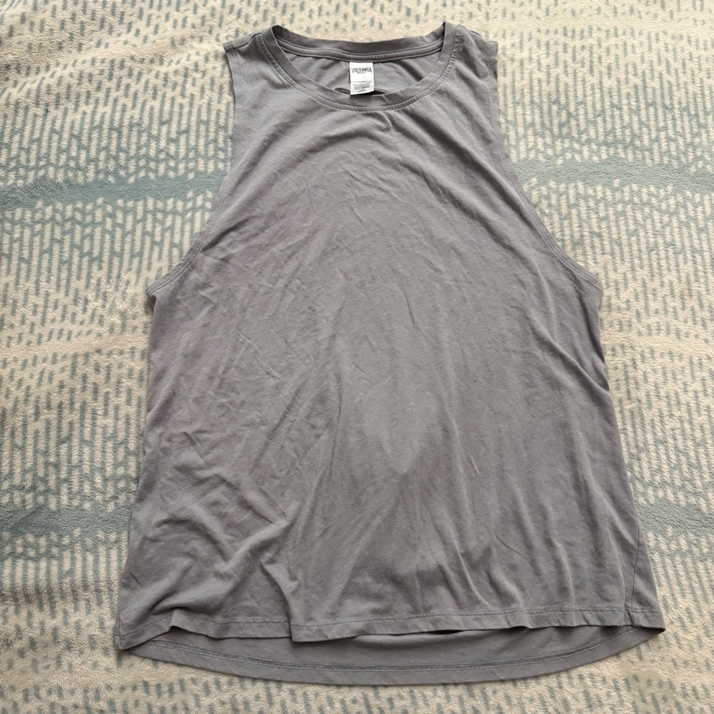 Victoria Sport Gray Tank T-Shirt Open Back L